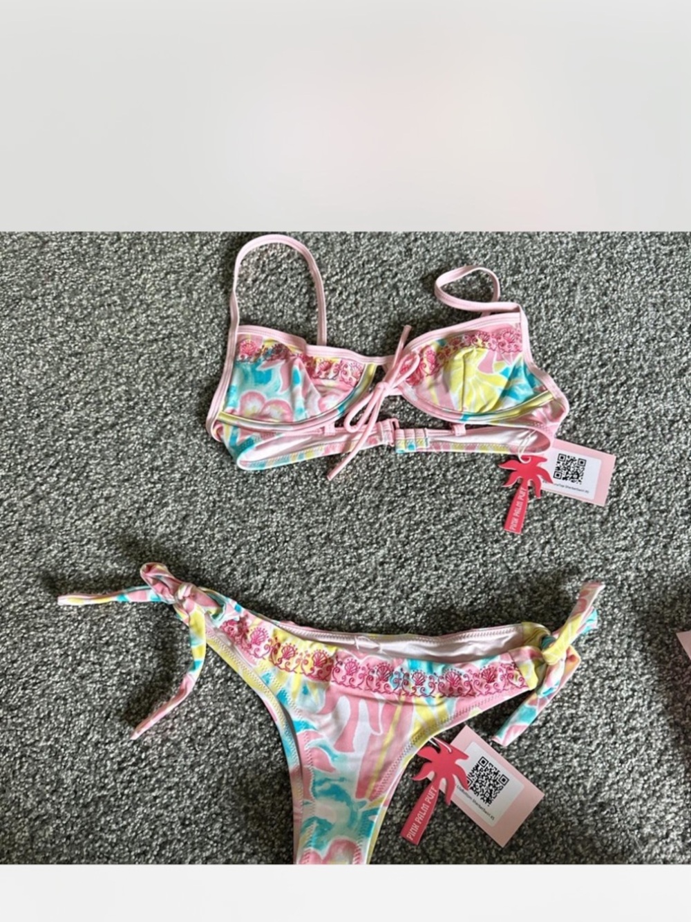 Pinkpalm puff bikini!  Tropical Tie-Side Bikin
